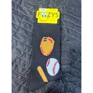Foozys Baseball Socks Men Size 10-13 Black‎ NWT Novelty Crew Sport Mitt Bat Ball